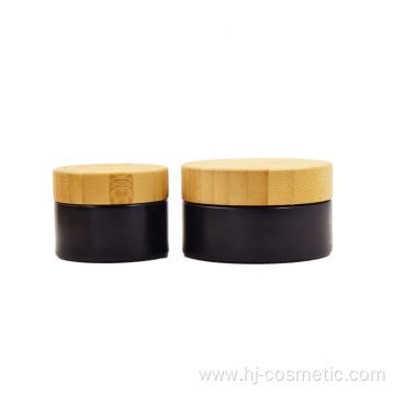 30g Environmental empty bamboo cosmetic lid black frosted glass jars/cosmetic lotion bottles/cosmetic bottles and jars